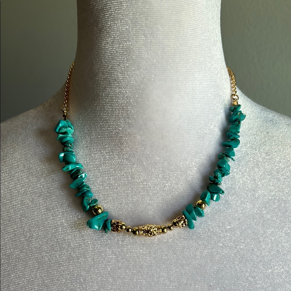 Turquoise and Gold Beaded Necklace - NWT